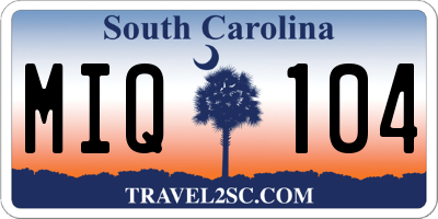 SC license plate MIQ104