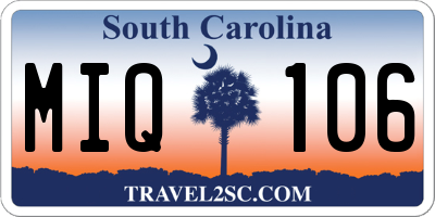 SC license plate MIQ106