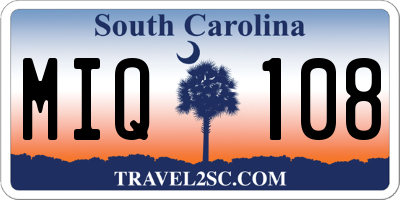 SC license plate MIQ108