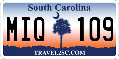 SC license plate MIQ109