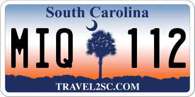 SC license plate MIQ112