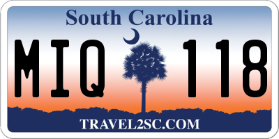 SC license plate MIQ118