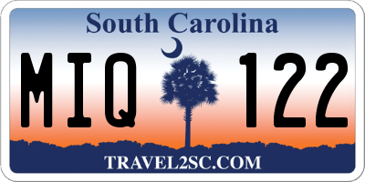 SC license plate MIQ122