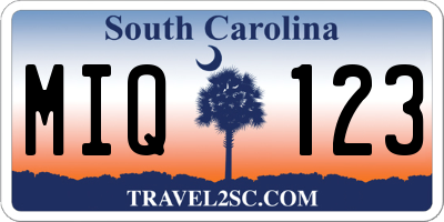 SC license plate MIQ123