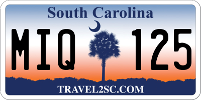 SC license plate MIQ125
