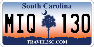 SC license plate MIQ130