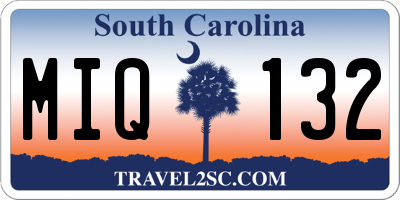 SC license plate MIQ132