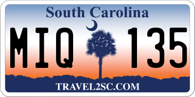SC license plate MIQ135