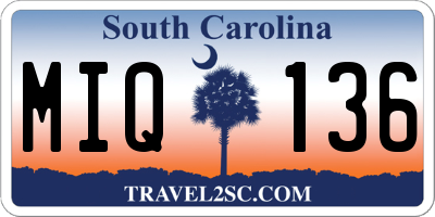 SC license plate MIQ136