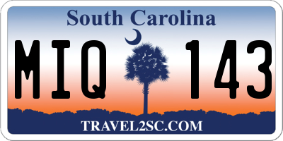 SC license plate MIQ143