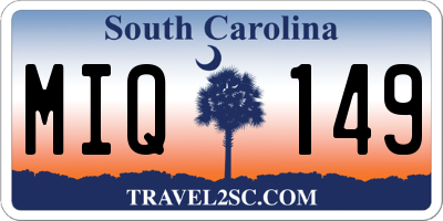 SC license plate MIQ149