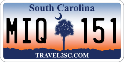 SC license plate MIQ151