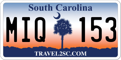 SC license plate MIQ153