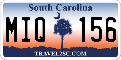 SC license plate MIQ156
