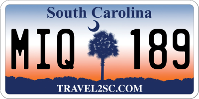 SC license plate MIQ189