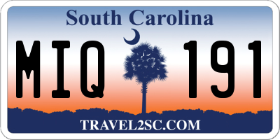 SC license plate MIQ191