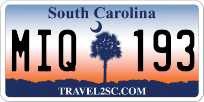 SC license plate MIQ193