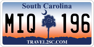 SC license plate MIQ196