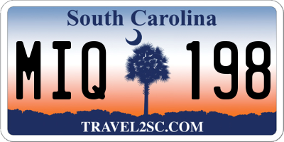 SC license plate MIQ198