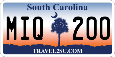 SC license plate MIQ200