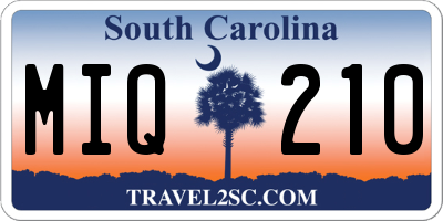 SC license plate MIQ210
