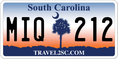 SC license plate MIQ212