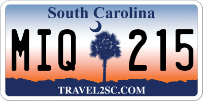 SC license plate MIQ215
