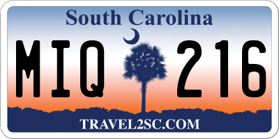 SC license plate MIQ216