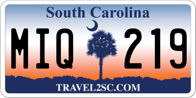 SC license plate MIQ219