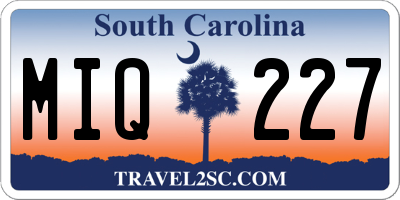 SC license plate MIQ227