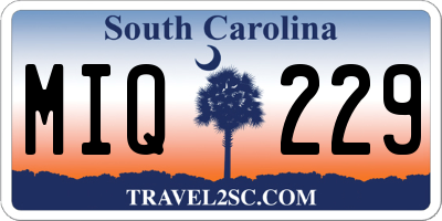 SC license plate MIQ229