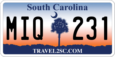 SC license plate MIQ231