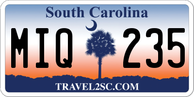 SC license plate MIQ235