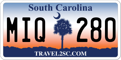 SC license plate MIQ280