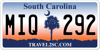 SC license plate MIQ292