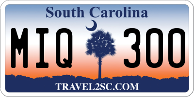 SC license plate MIQ300