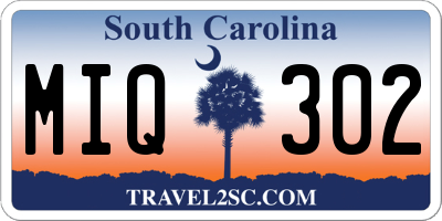 SC license plate MIQ302