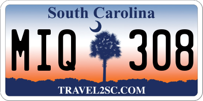 SC license plate MIQ308