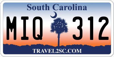SC license plate MIQ312