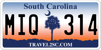 SC license plate MIQ314