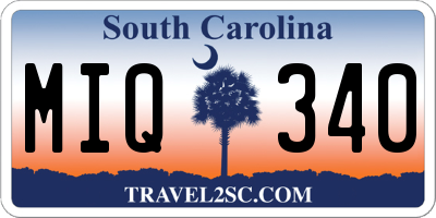 SC license plate MIQ340