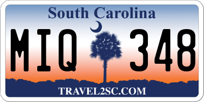 SC license plate MIQ348