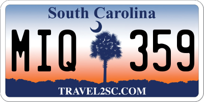 SC license plate MIQ359