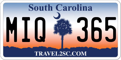 SC license plate MIQ365
