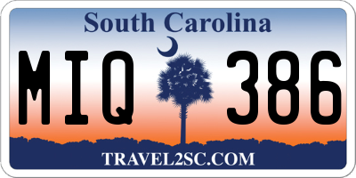 SC license plate MIQ386