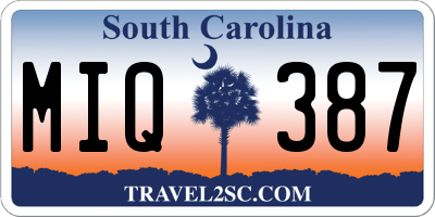 SC license plate MIQ387