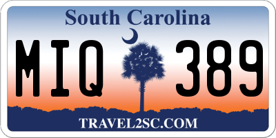 SC license plate MIQ389