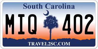 SC license plate MIQ402