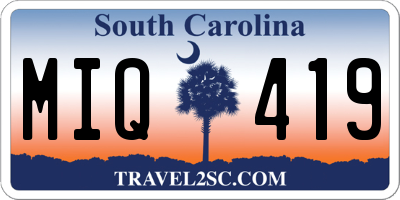 SC license plate MIQ419