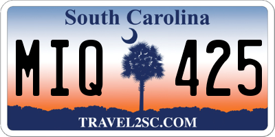 SC license plate MIQ425